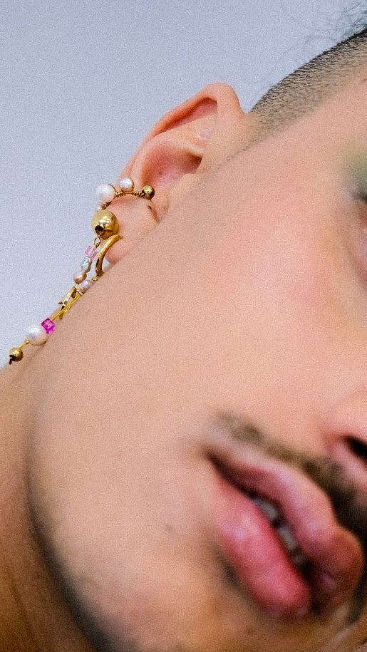 Wisdom • Ear set [earcuff + 2 earrings • gold & pink version]