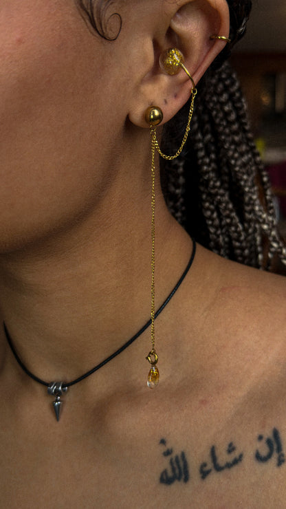 Duo Sue porte a l oreille avec earcuff et boucle relies par un pendentif amovible