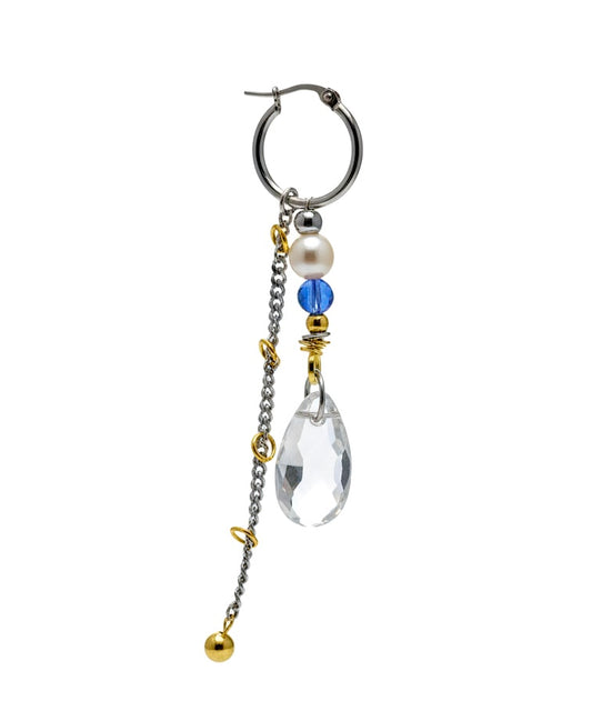 Earring with beads and chain on a white background